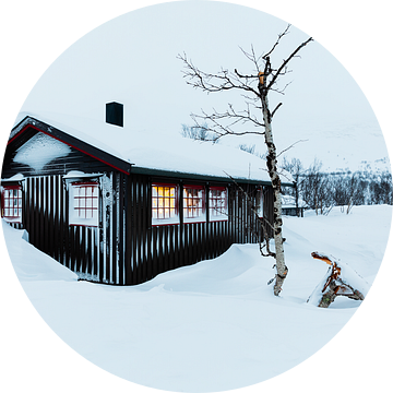 Houten huis in de sneeuw van Martijn Smeets