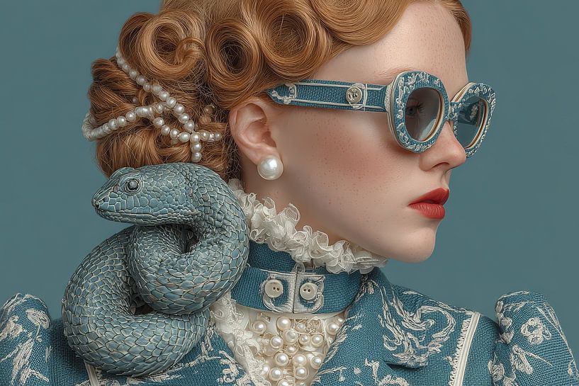 surreal portrait woman with glasses and snake by Egon Zitter