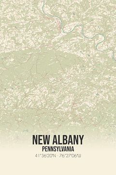 Vintage landkaart van New Albany (Pennsylvania), USA. van MijnStadsPoster