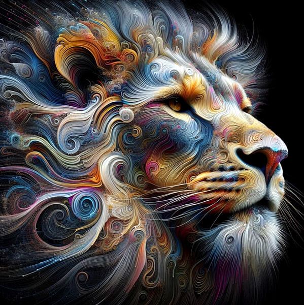 Lion head abstract 6 by Yvonne van Huizen