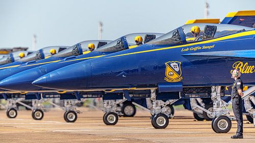 The Blue Angels are about to start the air show. by Jaap van den Berg