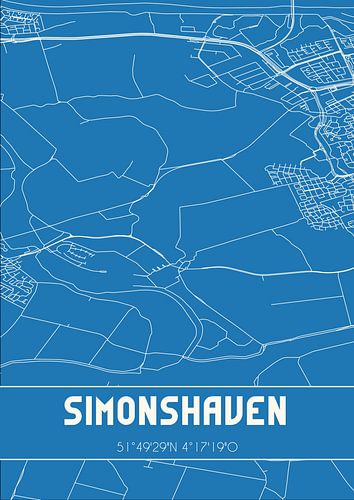 Blauwdruk | Landkaart | Simonshaven (Zuid-Holland)