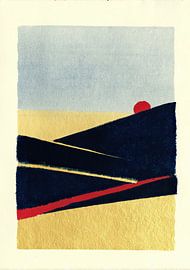 Minimalistische Landschaft Blau Gold von Niklas Maximilian