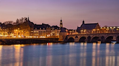 Maastricht skyline in warm evening light, Netherlands