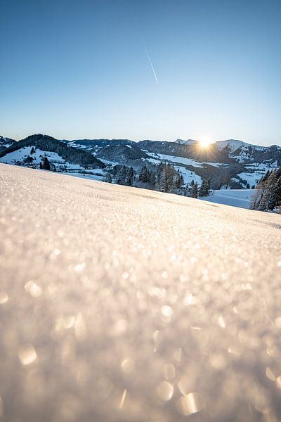 frosty sunrise in Oberstaufen with a view of Hochgrat, Staufen and Steibis by Leo Schindzielorz