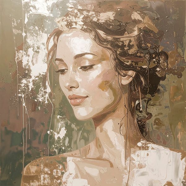 Artistiek portret van een vrouw in sepia van Studio Pieternel