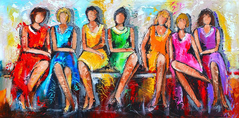 Ladies sitting together by Vrolijk Schilderij