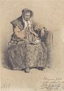 Lambertus Lingeman, Zittende vrouw met boek, 1851 van Atelier Liesjes thumbnail
