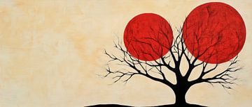 Boom met rode cirkels - Minimalistisch van Poster Art Shop