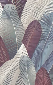 Banana tree leaves in muted rustic colours by Anna Marie de Klerk