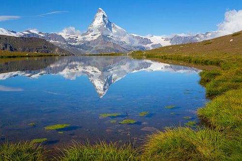 Reflection of the Matterhorn in mountain lake