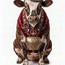 Elfriede, the Black Forest cow, in traditional costume by Ingo Laue