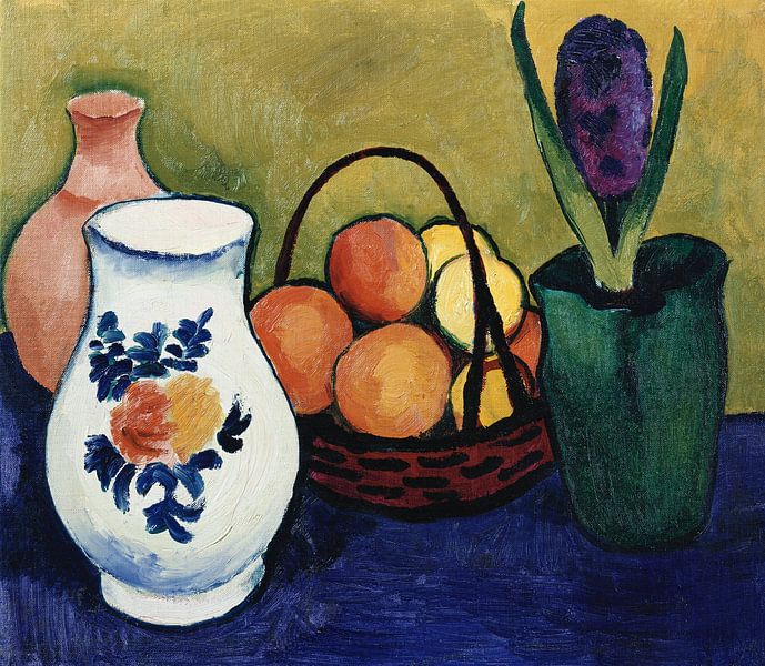 August Macke,The white pitcher with flower and fruit by finemasterpiece