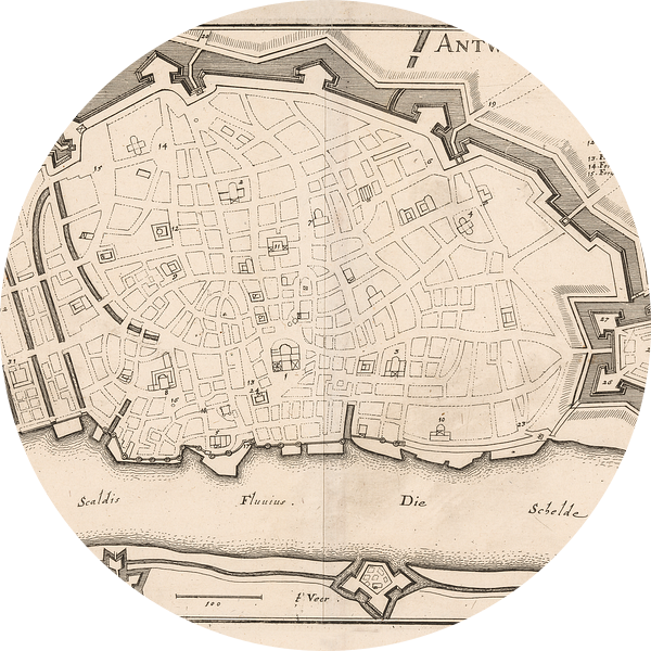 Plattegrond van Antwerpen, anno ca 1705 van Gert Hilbink