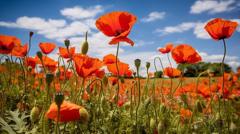 Feld mit Mohnblumen von Schwarzer Kaffee