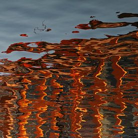 reflection #3 building in waving water by Georges Hoeberechts