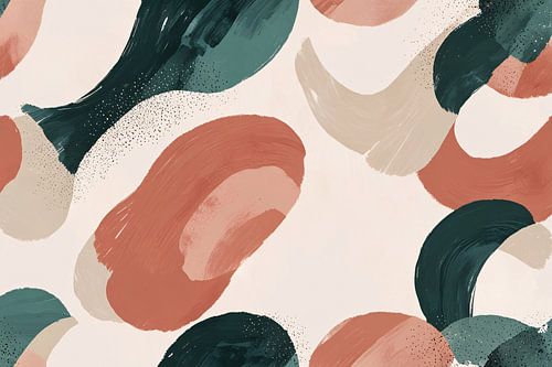 Japandi stijl abstract schilderij met aardetinten