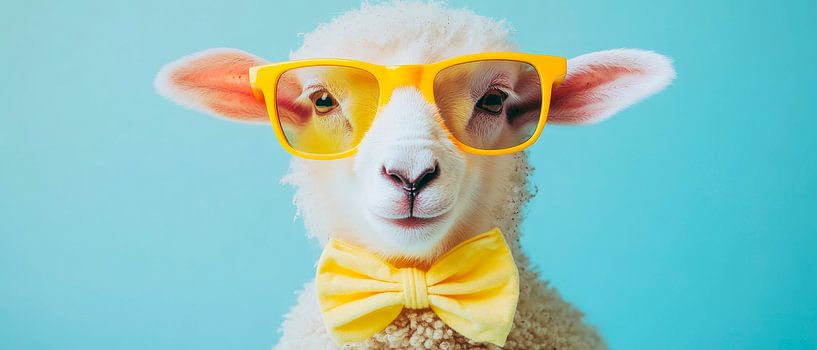 Sheep with sunglasses and bow tie - Funny by Poster Art Shop