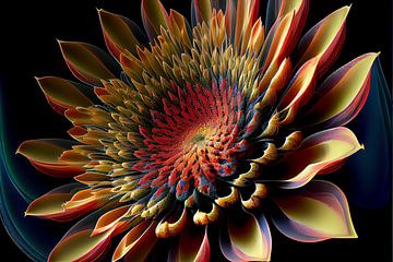 Een bloem in combiantie met AI en fractal ontwikkeling.