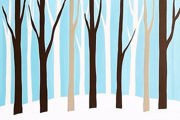 Minimalistisch winterlandschap met bomen van Art & Soul Creations