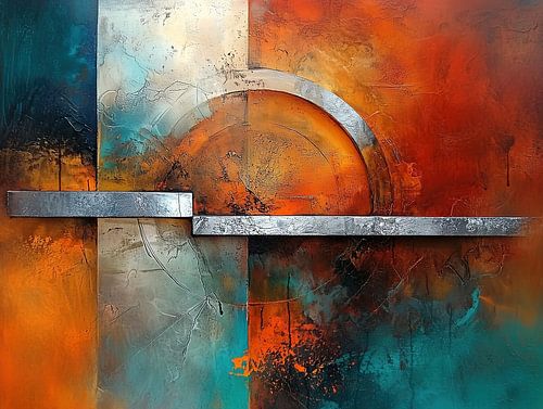 Orange Circle and Silver Bar by Modern Collection