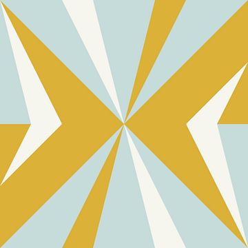 Géométrie rétro avec triangles dans le style Bauhaus en jaune et bleu 3 sur Dina Dankers