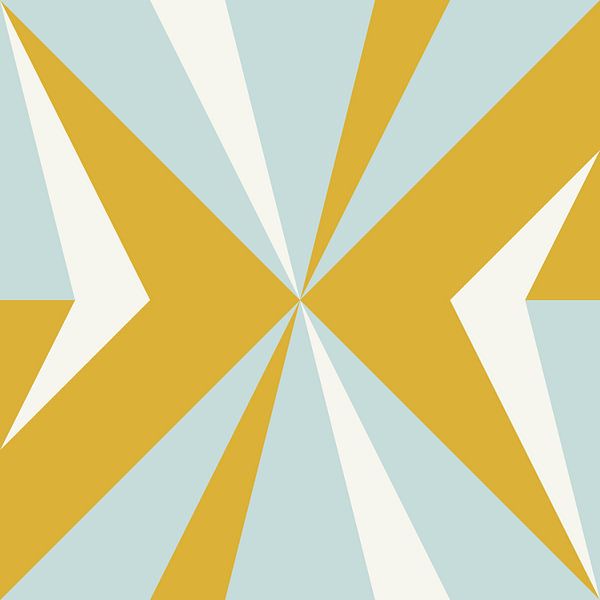 Retro geometry  with triangles in Bauhaus style in  yellow and blue 3 by Dina Dankers