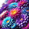 Asters kleurenpracht - een digitale bloemenposter vol energie en harmonie van Eric Nagel