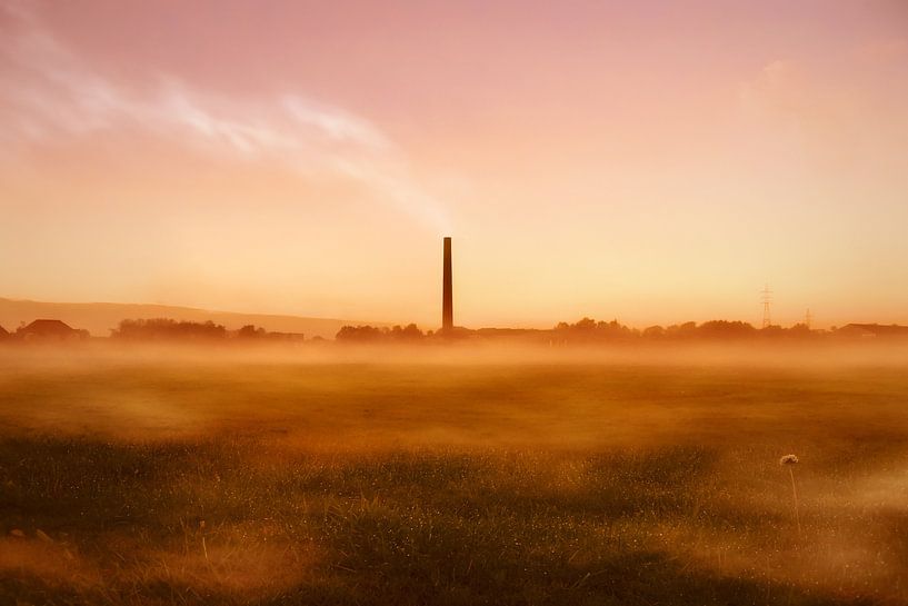 The old pan factory awakens in the mist by Maickel Dedeken