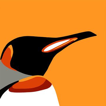 Pinguin op oranje van Jole Art