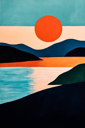 Kleurrijke zonsondergang boven bergen