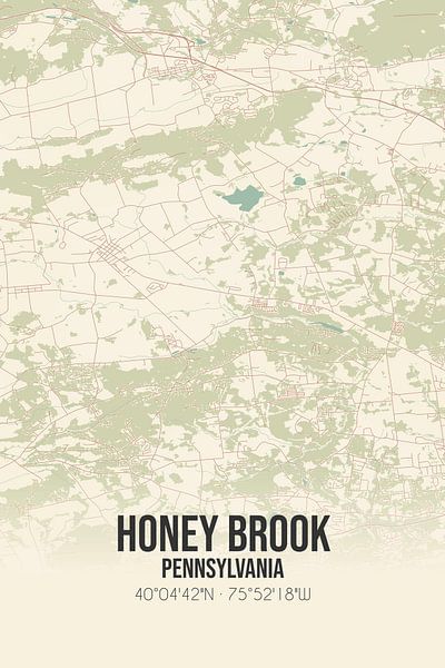 Carte ancienne de Honey Brook (Pennsylvanie), USA. par Affiches de lieux