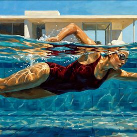 Swimmer in Motion Under Sunlit Water by Jan Keteleer