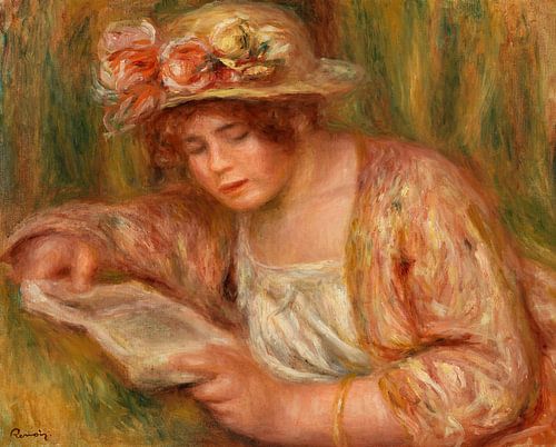 Renoir, Andrée met een hoed, leest (1918)