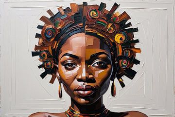 Abstract portret Afrikaanse vrouw van Art & Soul Creations