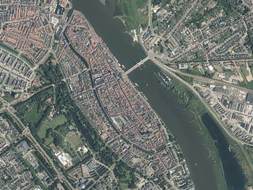 Vue aérienne du centre ville de Kampen sur Maps Are Art