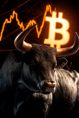 Stier met Bitcoin-symbool - Financiën