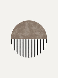 Minimalistisch geometrisch kunstwerk met lijnen en cirkel in bruin
