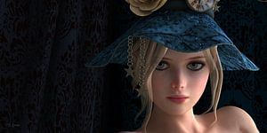 Blond girl with blue hat van Britta Glodde