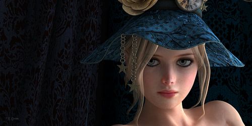 Mädchen mit blauem Hut