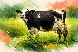 Frisian cow in pasture by Linda de Klein