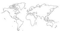 Wereldkaart als Lijntekening met inktpen