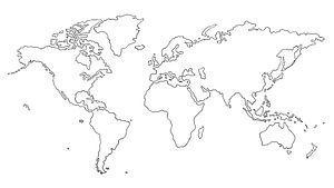 Carte du monde | Dessin au trait sur WereldkaartenShop