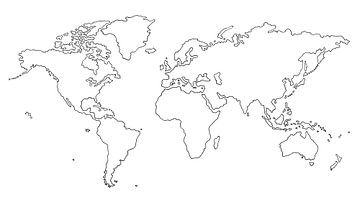 Weltkarte | Linienzeichnung von Wereldkaarten.Shop
