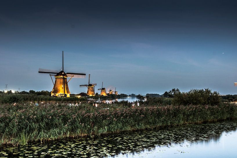 The windmills of Kinderdijk during the Illumination Week by Lizanne van Spanje