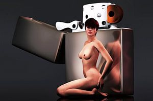 Erotik nackt – Nackt mit riesigem Zippo-Feuerzeug