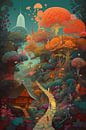 Onwerkelijke stad en natuur | Digitale Art van Digitale Schilderijen thumbnail