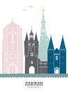 Skyline-Illustration der Stadt Zierikzee in Farbe von Mevrouw Emmer Miniaturansicht
