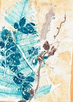Blue Yellow Botanical Leaves