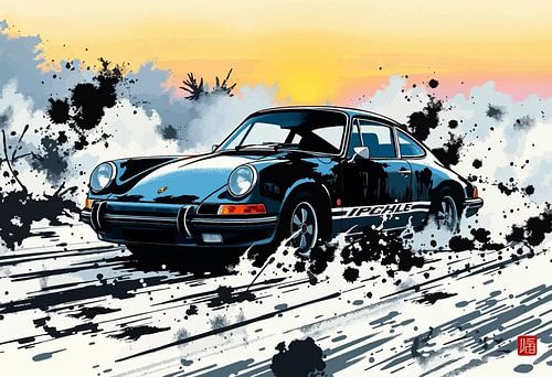 Porsche 911 Carrera - Driftgeest Japanse kunst